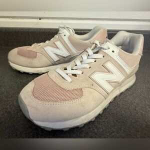 New Balance Blush and White Running Shoes 574